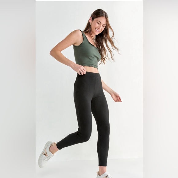 (7)New Francesca’s Comfy Casual Black Ribbed Leggings - Picture 3 of 6